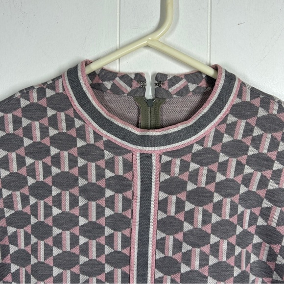 VTG Leslie Fay Knits Gray and Pink 60s Mod Long Sleeve Maxi Dress - Picture 3 of 7